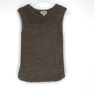 Vtg Chicos Tank Top Womens M / 1 Boho Crochet Western Sleeveless Lagenlook Brown